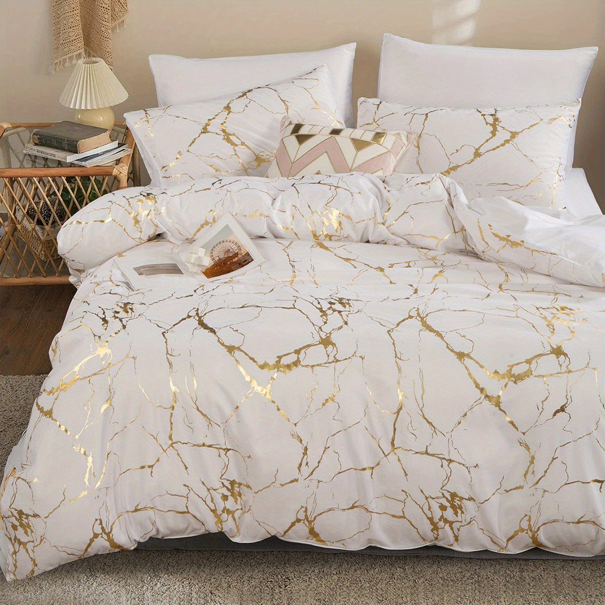 Parure de lit en tissu tissé, plusieurs motifs