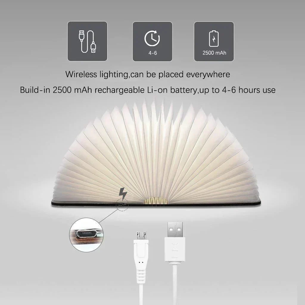 Veilleuse LED en forme de livre rechargeable USB