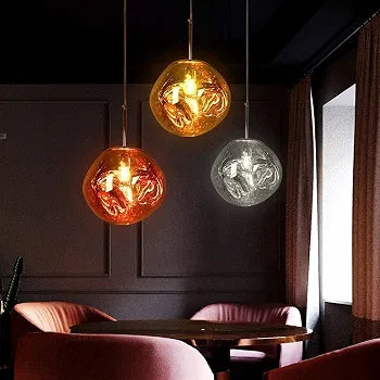 Suspension en verre ambré effet miroir – 15 cm – image 45