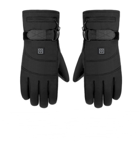 Gants chauffants noirs en nylon à alimentation au choix