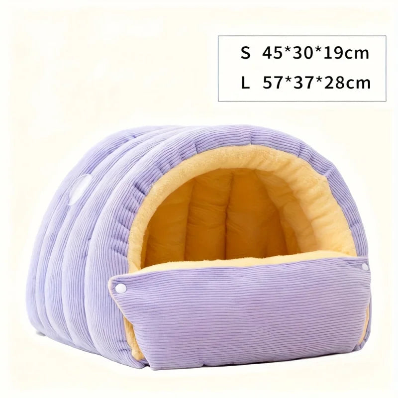Felineau Lit Caverne Polaire pour Chat | Couchage Semi-Fermé en Polaire Arctique