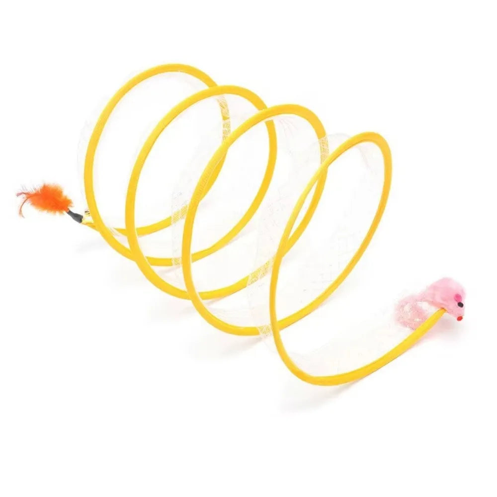 Tunnel de Jeu en S Pliable pour Chat – Jouet Interactif avec Balles et Papier Froissant, Intérieur/Extérieur