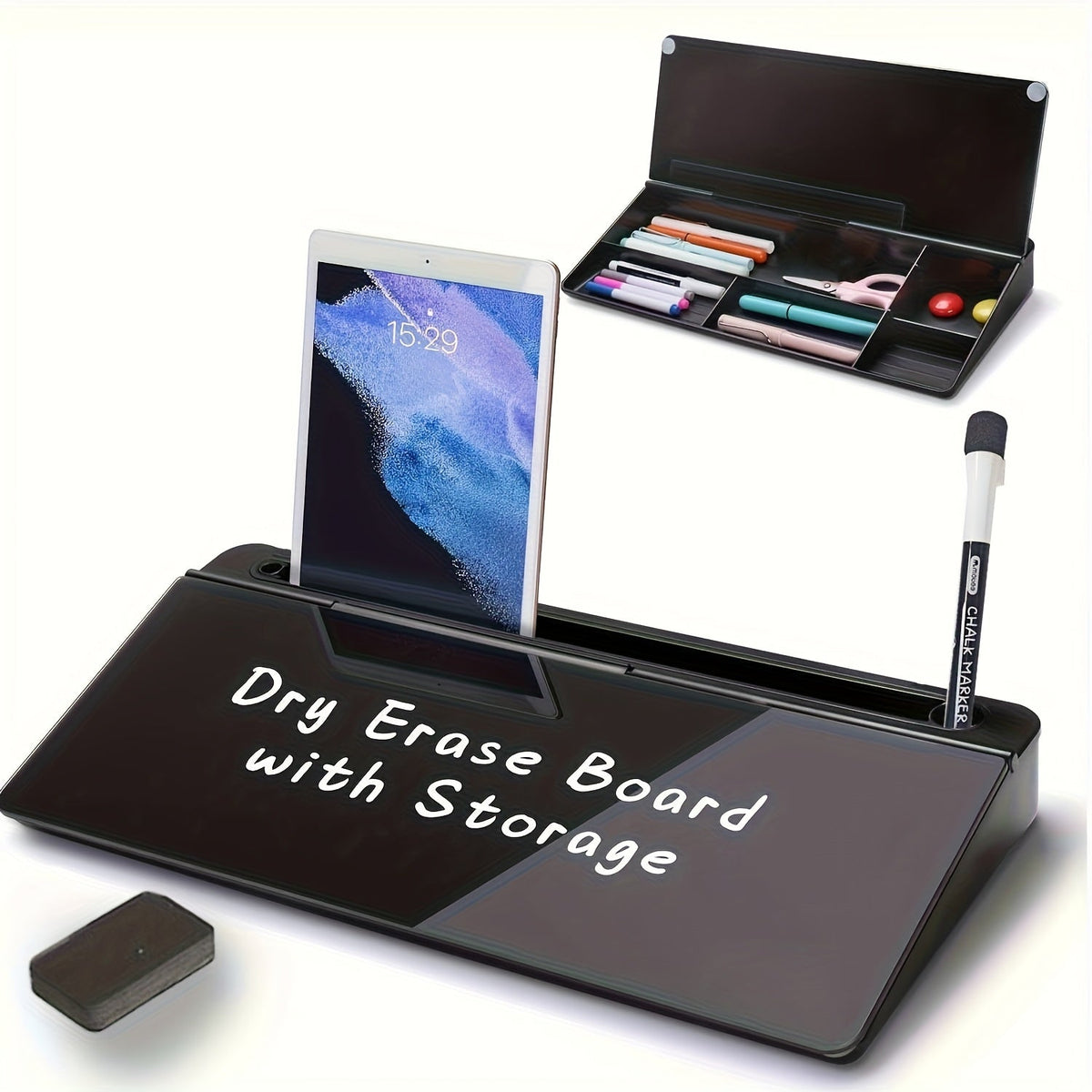 Tableau de bureau effaçable avec rangement aimanté