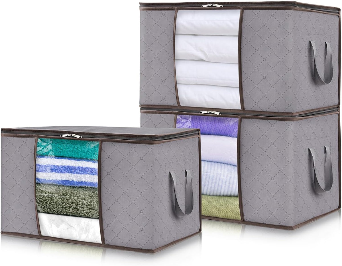 Boîte de rangement textile pliable à fenêtre et poignées