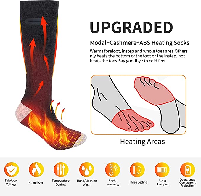 Chaussettes chauffantes rechargeables pour adulte