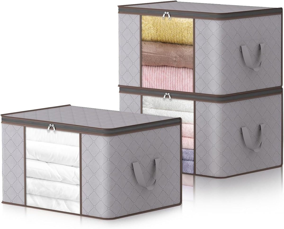 Boîte de rangement textile pliable à fenêtre et poignées