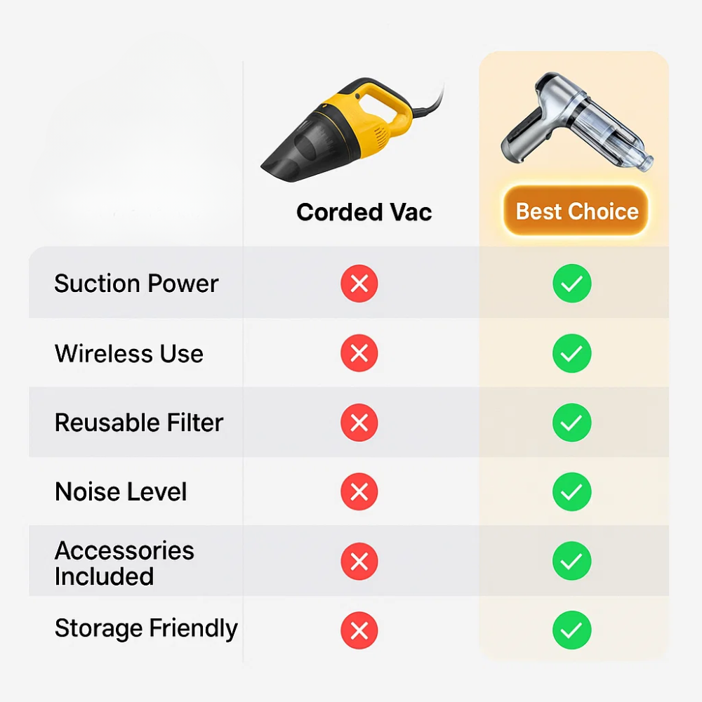 Aspirateur à main rechargeable USB-C avec fonction souffleur