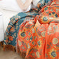 Plaid réversible à motif floral rétro