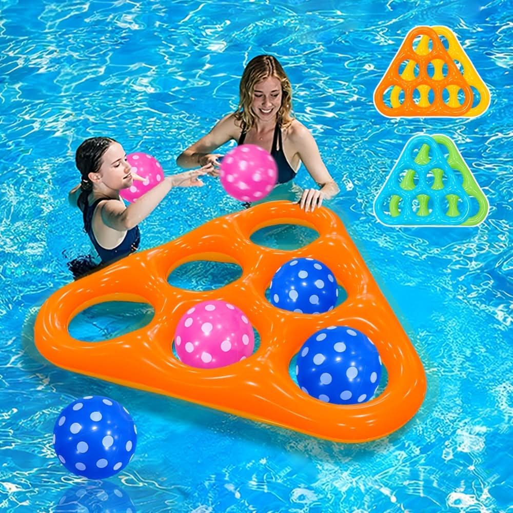 Jeu de lancer gonflable triangulaire pour piscine avec six balles – image 3