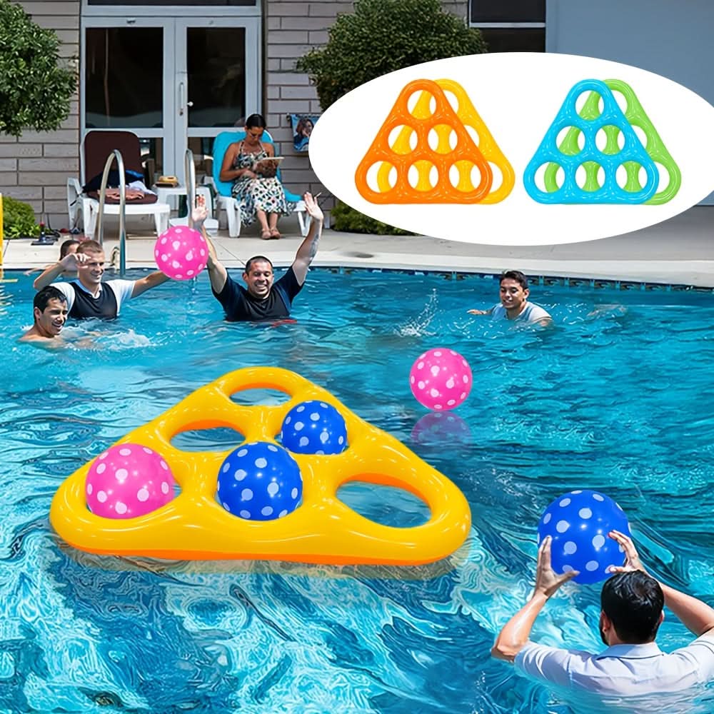 Jeu de lancer gonflable triangulaire pour piscine avec six balles – image 6