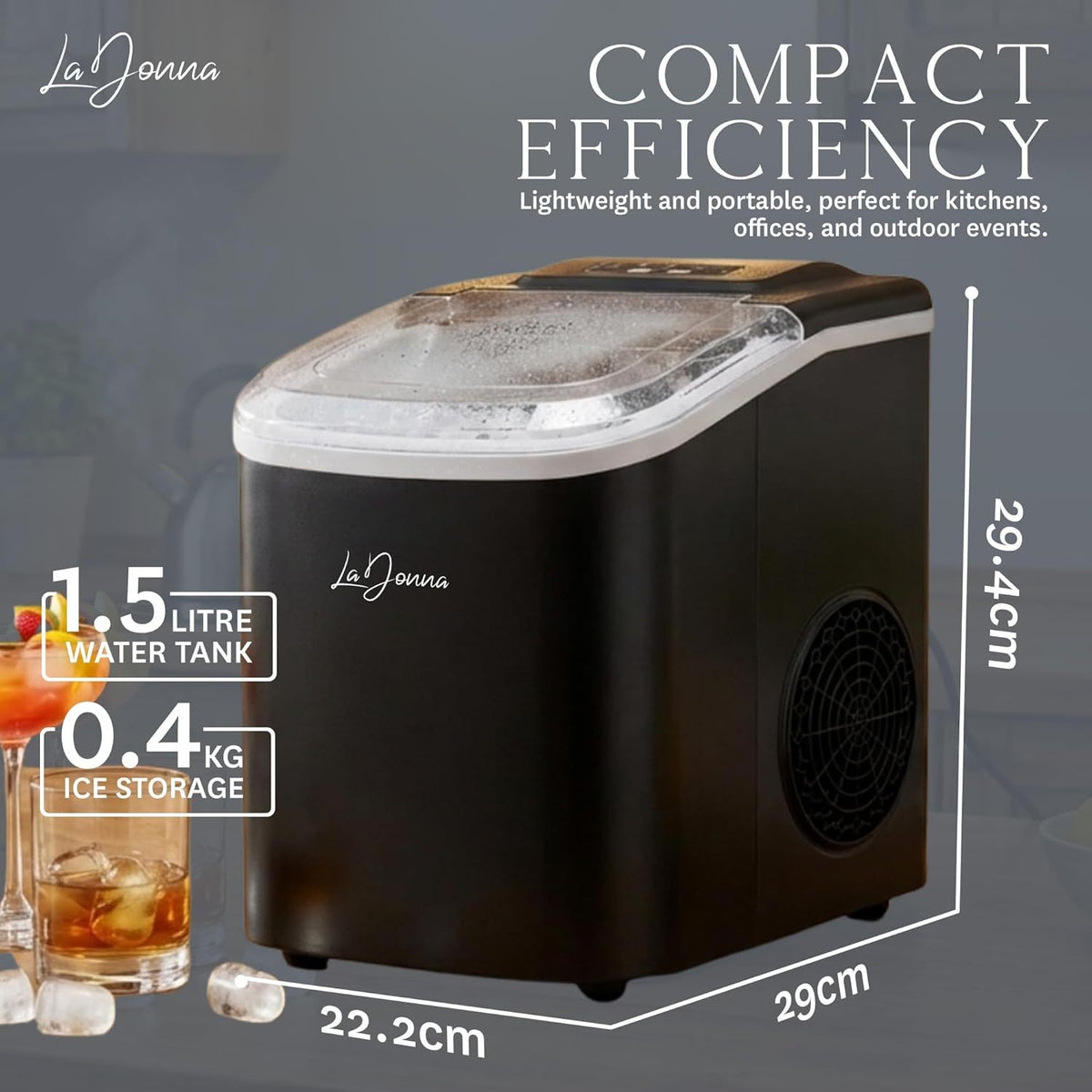Machine à glaçons de comptoir avec deux tailles de glace
