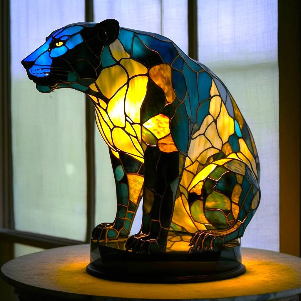 Lampe de table animale à effet vitrail, alimentation USB