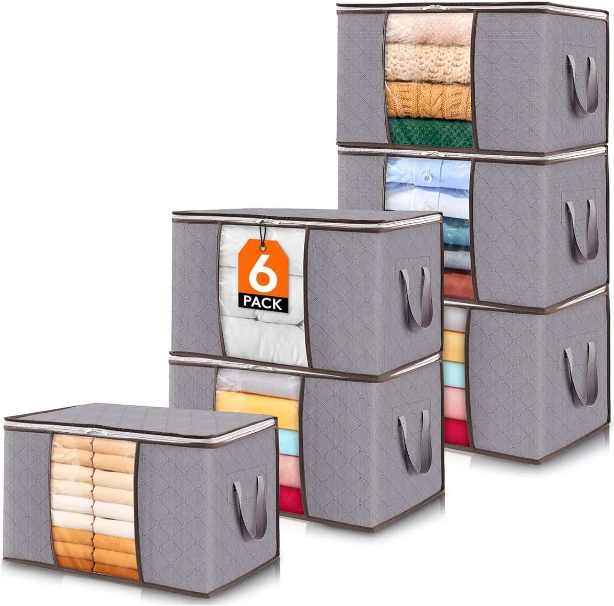 Boîte de rangement textile pliable à fenêtre et poignées