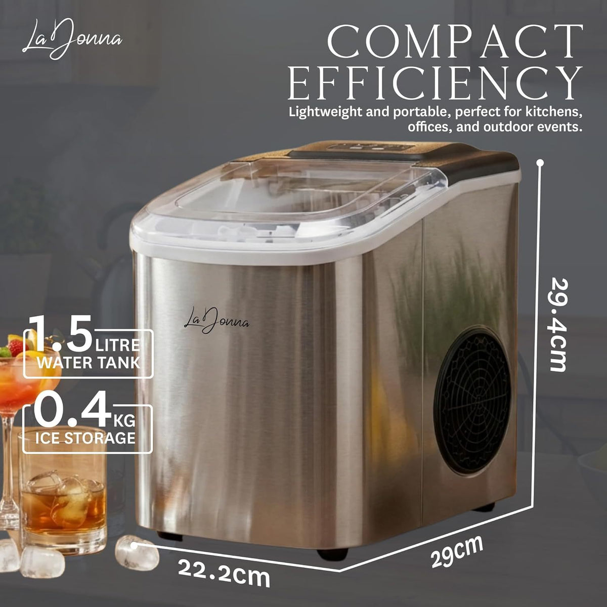 Machine à glaçons de comptoir avec deux tailles de glace