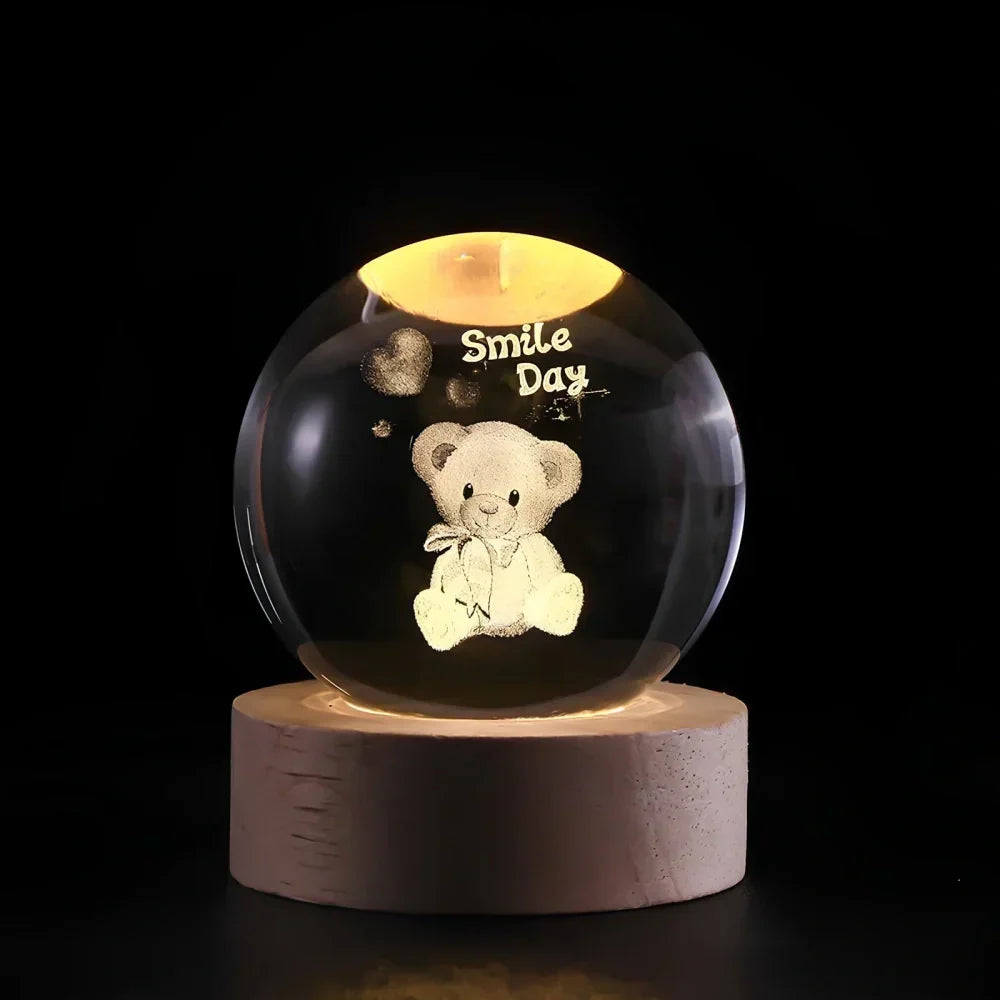 Lampe boule décorative à motif cosmique et LED chaude