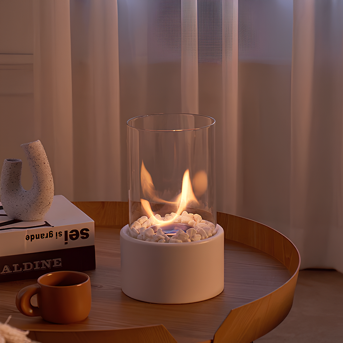 Lampe à combustible avec cylindre en verre et éteignoir