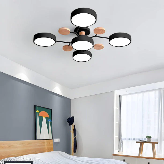 Plafonnier LED à plusieurs points lumineux en fer et acrylique