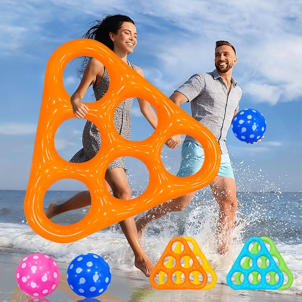 Jeu de lancer gonflable triangulaire pour piscine avec six balles – image 7