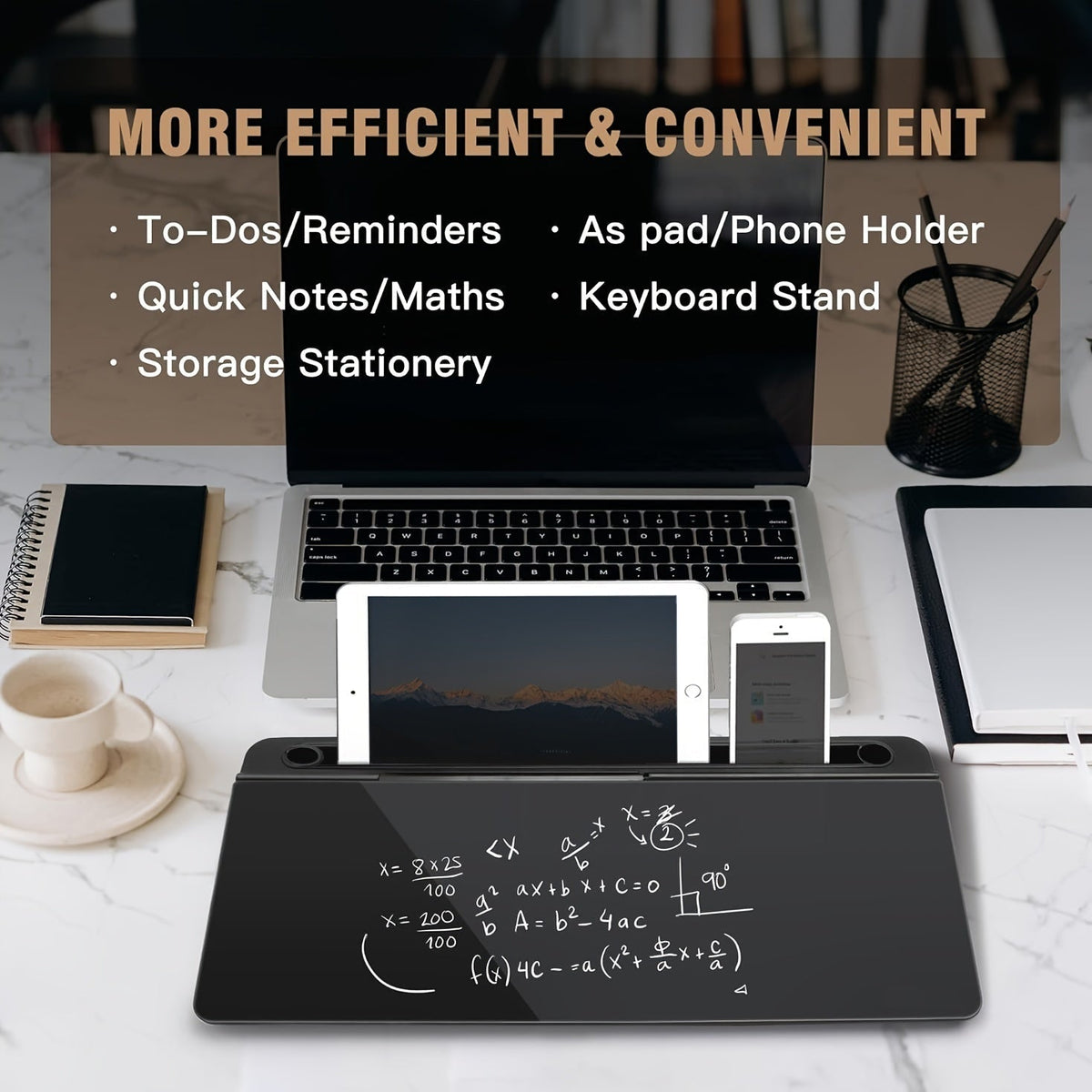 Tableau de bureau effaçable avec rangement aimanté