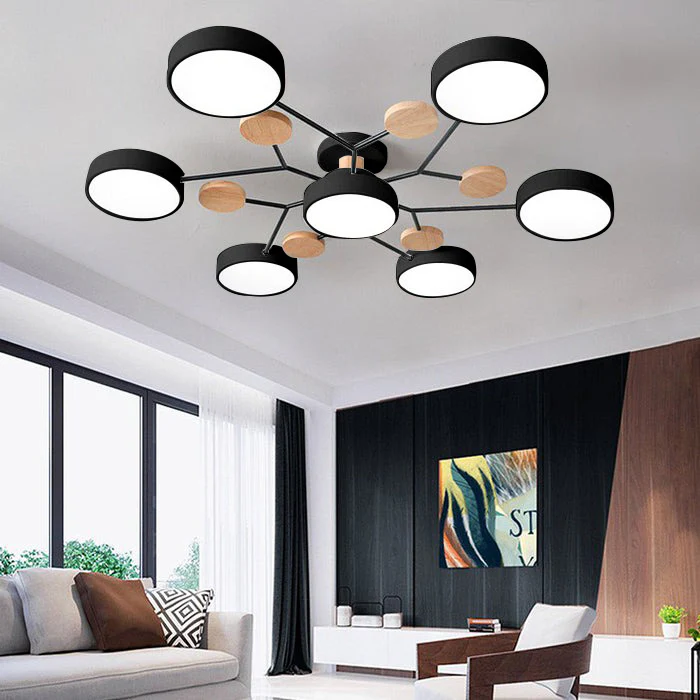 Plafonnier LED à plusieurs points lumineux en fer et acrylique
