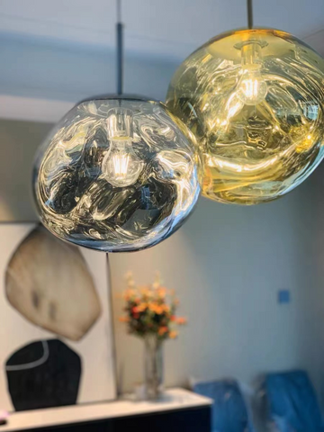 Suspension en verre ambré effet miroir – 15 cm – image 46