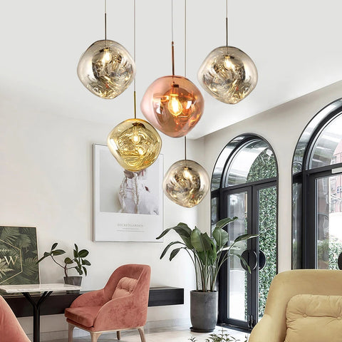 Suspension en verre ambré effet miroir – 15 cm – image 47