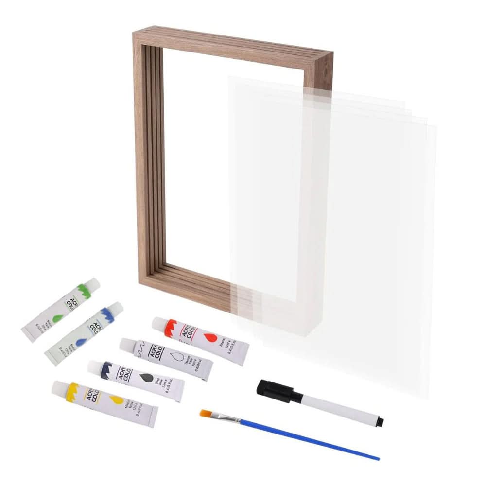 Cadre souvenir en bois avec kit d’empreintes de bébé
