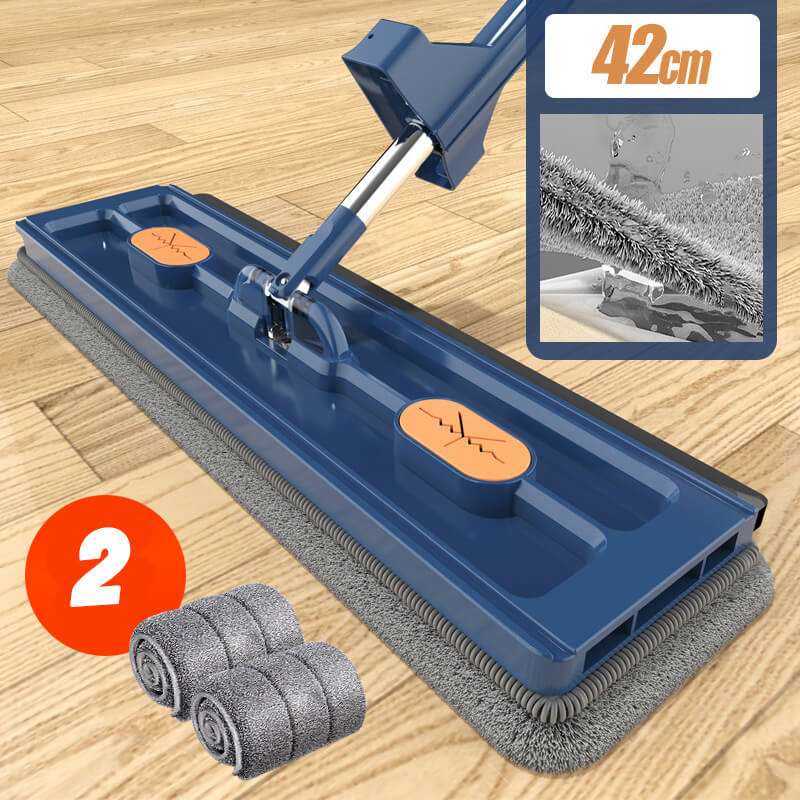 Balai plat avec 2 serpillières en microfibre, 126 cm