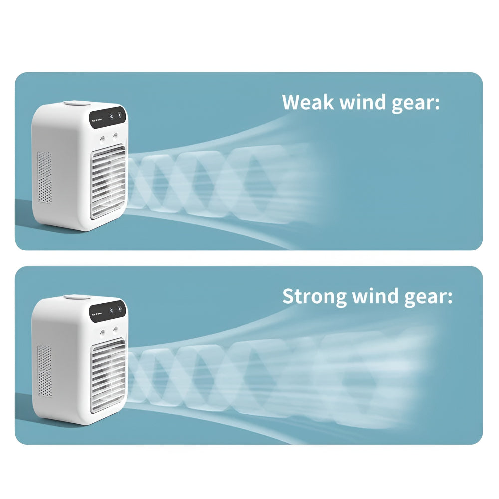 Ventilateur de bureau rechargeable avec brumisation, réservoir 500 ml