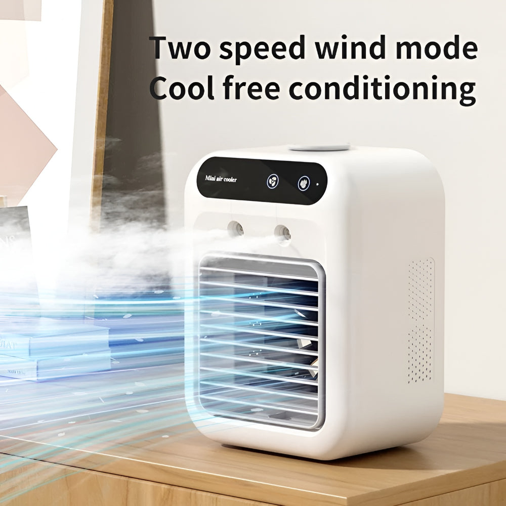 Ventilateur de bureau rechargeable avec brumisation, réservoir 500 ml