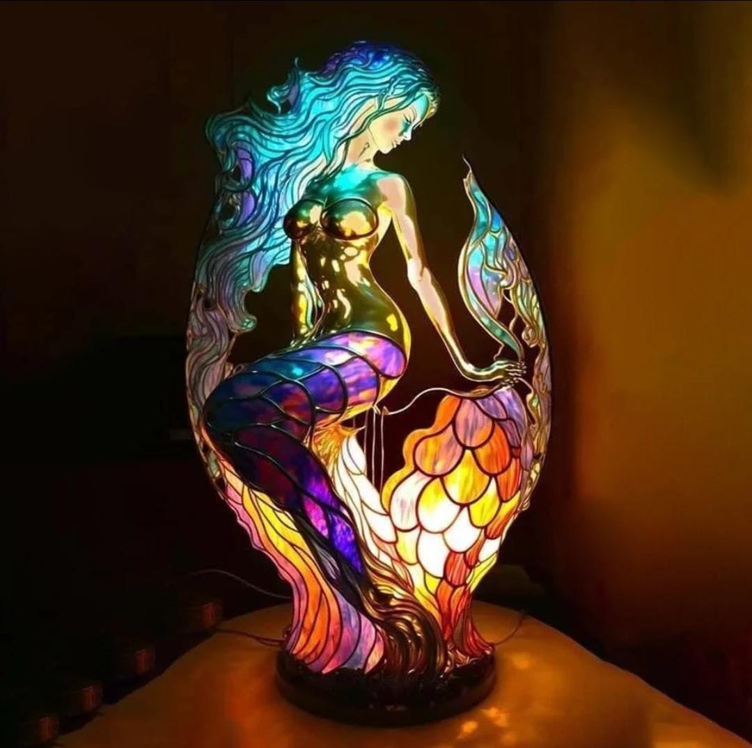 Lampe décorative animal à effet vitrail et éclairage chaud