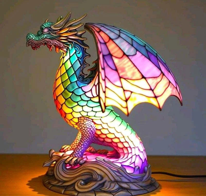 Lampe décorative animal à effet vitrail et éclairage chaud