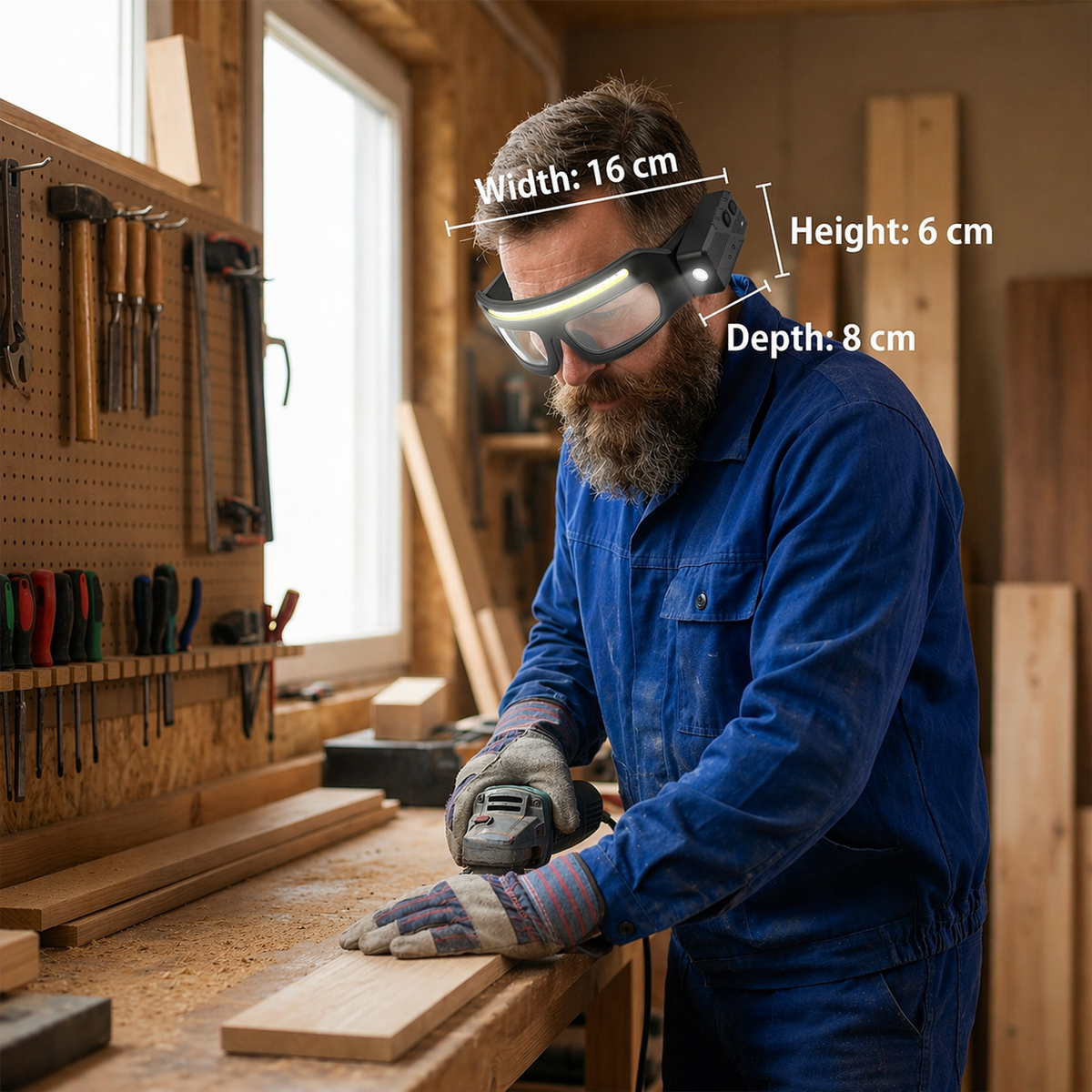 Lampe LED pour lunettes avec capteur de mouvement