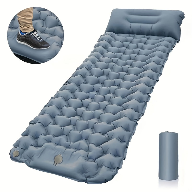 Matelas de camping gonflable avec pompe à pied et oreiller