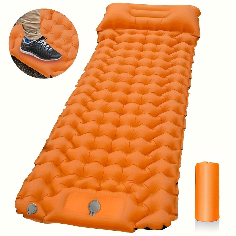 Matelas de camping gonflable avec pompe à pied et oreiller