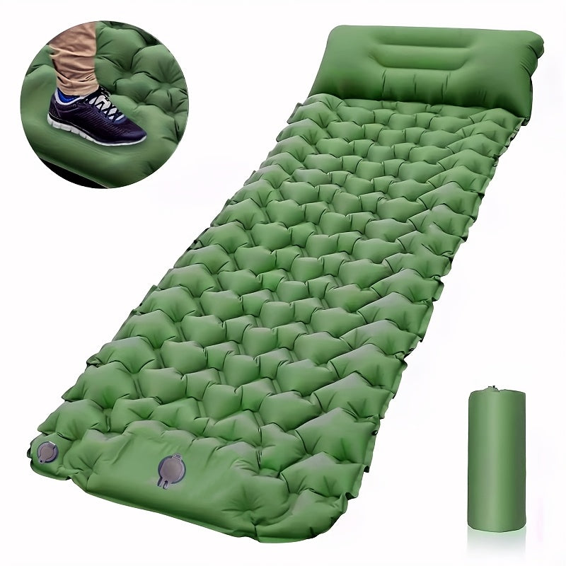 Matelas de camping gonflable avec pompe à pied et oreiller