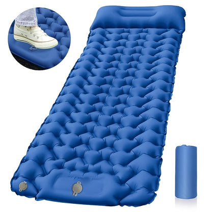 Matelas de camping gonflable avec pompe à pied et oreiller