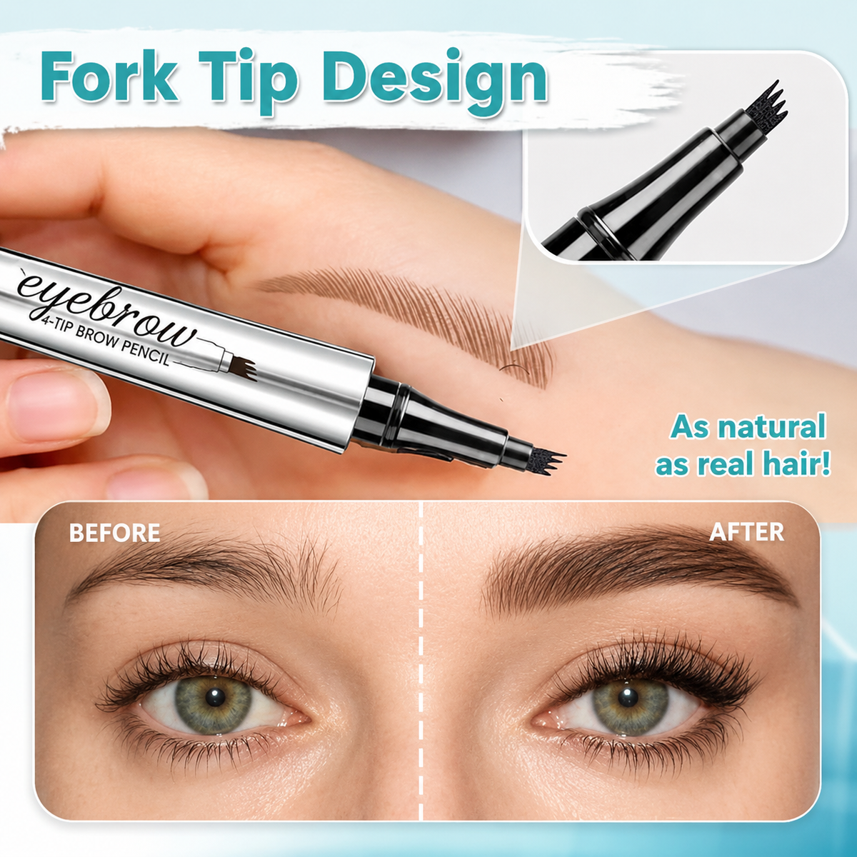 Crayon à sourcils à pointe fourchue à 4 branches