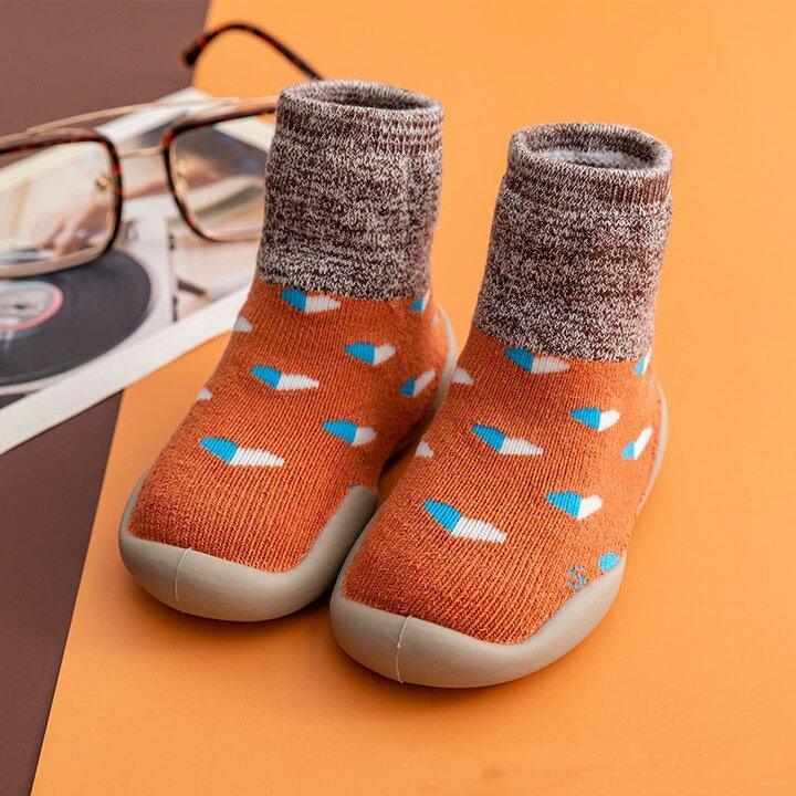 Chaussons antidérapants pour bébé en mélange de coton