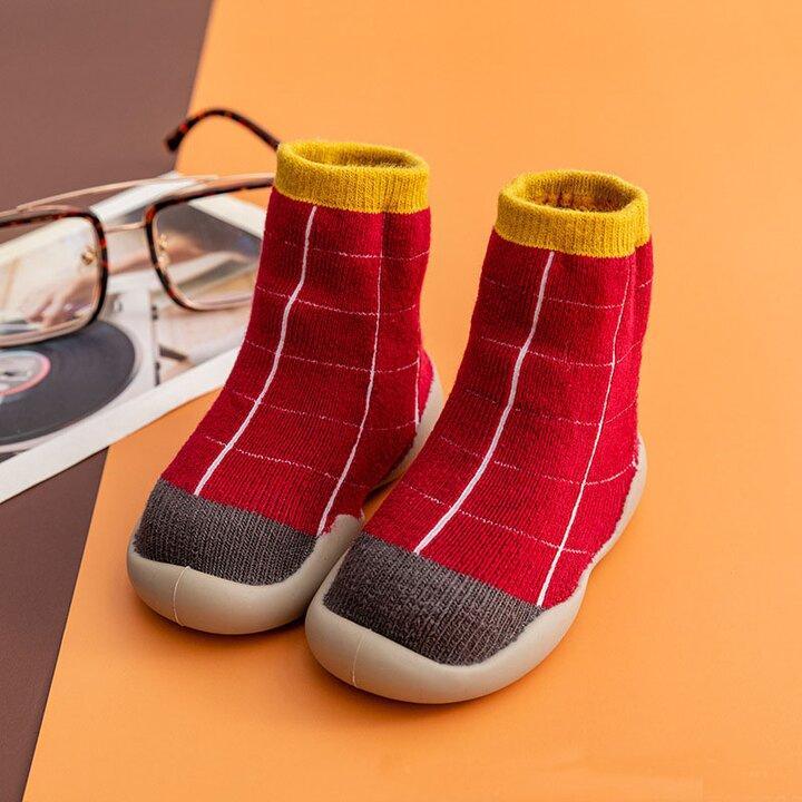 Chaussons antidérapants pour bébé en mélange de coton
