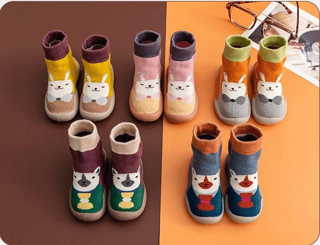 Chaussons antidérapants pour bébé en mélange de coton