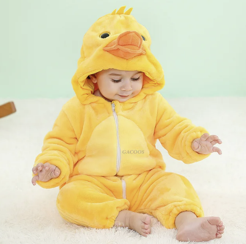 Combinaison bébé en polaire à capuche animale