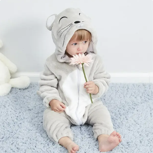 Combinaison bébé en polaire à capuche animale
