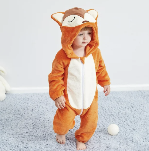 Combinaison bébé en polaire à capuche animale