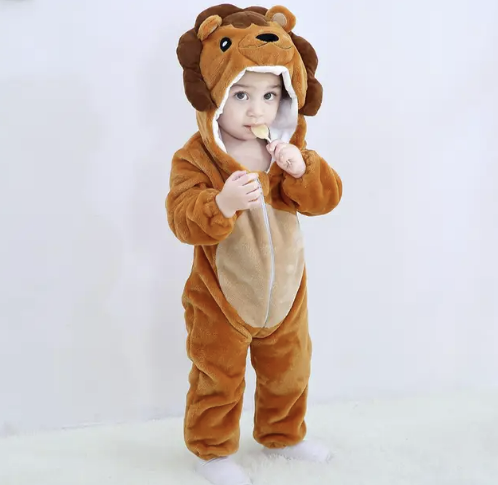 Combinaison bébé en polaire à capuche animale