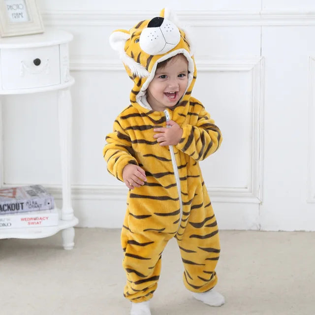 Combinaison bébé en polaire à capuche animale