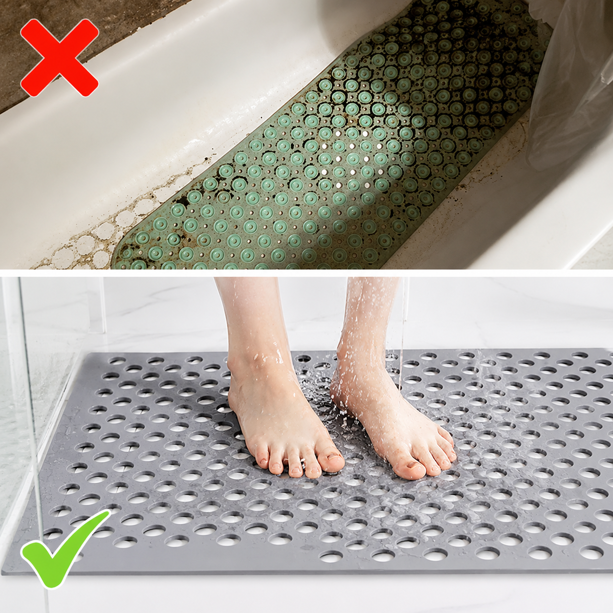 Tapis de douche antidérapant avec trous d'évacuation