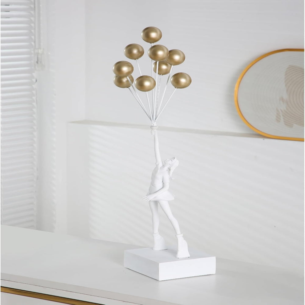 Sculpture décorative de jeune fille au ballon en résine