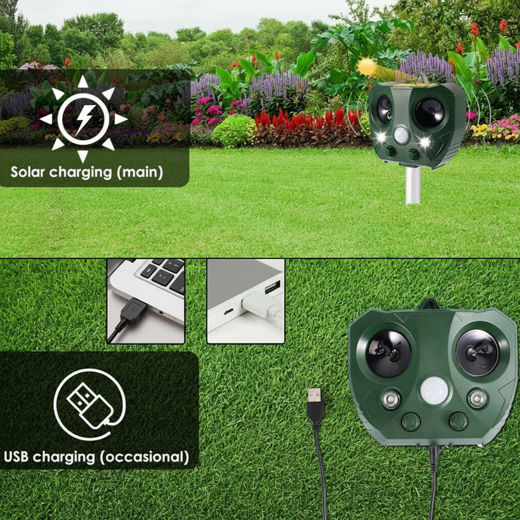 Dispositif solaire de jardin à cinq modes et détecteur