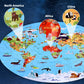 Puzzle rond carte du monde et animaux, 70 pièces, diamètre 580 mm